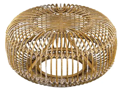 Mid century wicker rattan pouf Italy 1950s 3D model
