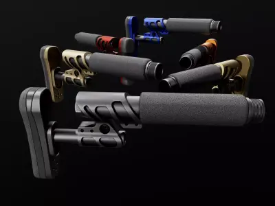 Odin Works Zulu 2 Adjustable AR15 Buttstock Low-poly 3D model
