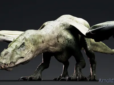 Dinosaur  Iron Fire Dragon - Unreal Engine Project Low-poly 3D model
