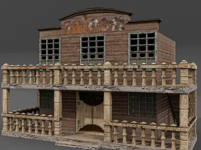 western saloon Low-poly 3D model