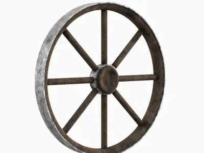 Western Wooden Wheel 02 3D model