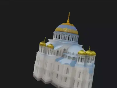 Chapel with Dome 3D Model  Classic Style Game Ready 3D model