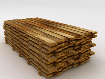 Wooden Boards Stack  3D model