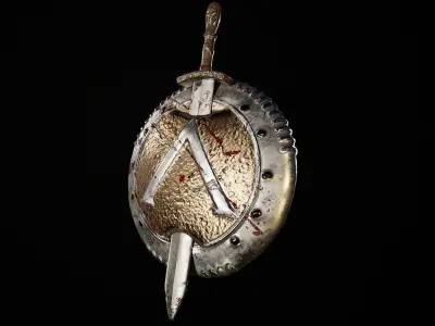 Spartan shield and sword 3D model