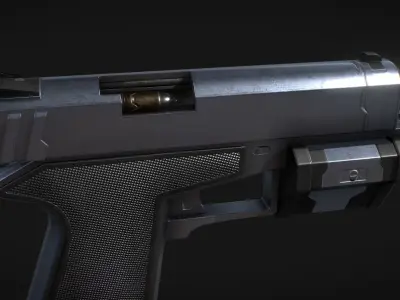 Falcon 2 gun with scope Low-poly 3D model