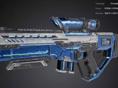 Blue Futuristic Rifle 3D model