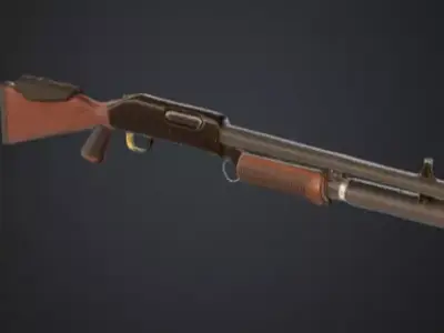 Retro Style Action Movie Shotgun Low-poly 3D model