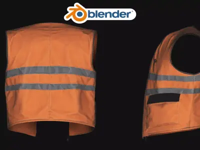 Construction Hazard Safety Work Vest Low-poly 3D model