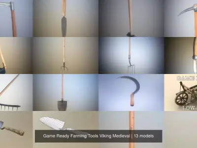 Game Ready Farming Tools Viking Medieval 3D Model Pack