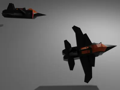 3D Low Poly Plane two fighter jets flying in air 3D model