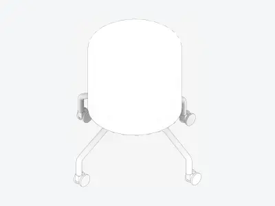Furniture - Footstool - Contemporary - Casters Low-poly 3D model