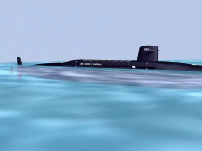 Ben Franklin Class USS George C Marshall SSBN-654 3D model