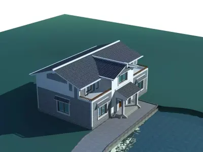 Villa house on water 3D model