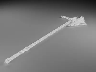 Low poly medieval battle axe 3D model Low-poly 3D model