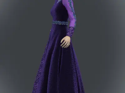 the blue velvet gown with sequance febric Texture