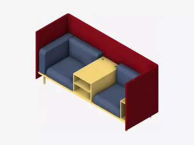 Sofa - Contemporary - Flame - Central Shelf - Armrest Shelf Low-poly 3D model get