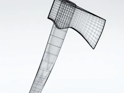 Axe - Forged head with wooden handle 3D model