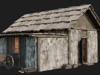 Old Medieval Building 4K Textures GameReady 127 Low-poly 3D model