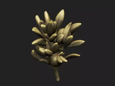 Olive branch for 3D printing - leave plant branch forest grass 3D print model