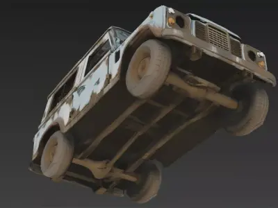 Abandoned Off-Road Vehicle Wreck Low-poly 3D model