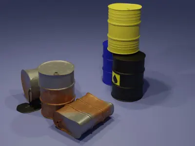 Oil drum PBR low-poly 3D Model Low-poly 3D model