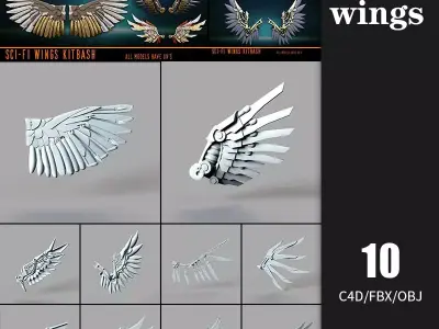 Sci fi mechanical wings  3D model
