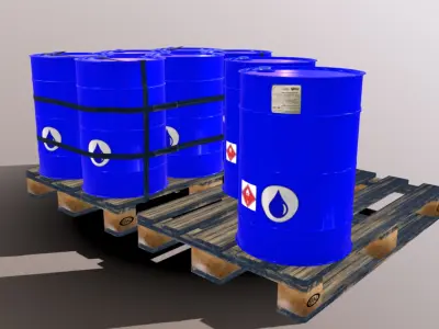 Pallets with imperial barrels Low-poly 3D model
