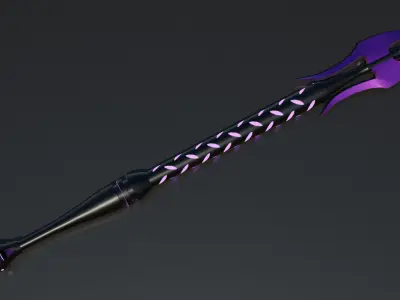 Fantasy Spear 02 Glow Weapon With PBR Low-poly 3D model