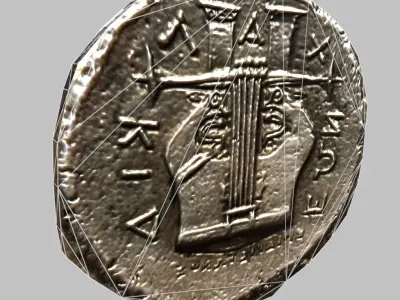 Ancient Greek Coin Game Ready Low-poly 3D model