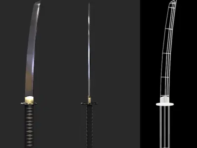 Katana - Spear - Small Katana dagger for Unreal Engine Free low-poly 3D model