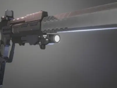 Lowpoly Concept Sci-fi Pistol Low-poly 3D model