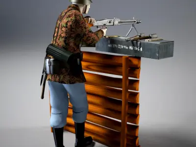 MG-42 machine gun set 3D model