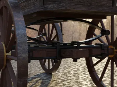 Wagon covered with cloth covering it 3D model