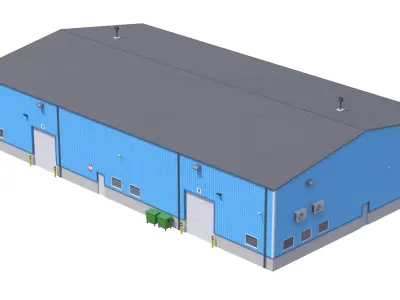  6 PBR Blue Industrial Buildings Collection 