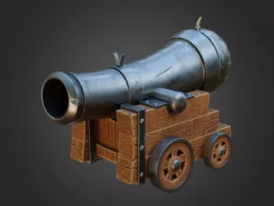 Stylized cannon  Game Ready Low-poly 3D model