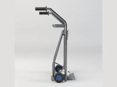 Industrial Stainless Steel Oxygen Cylinder Trolley Low-poly 3D model