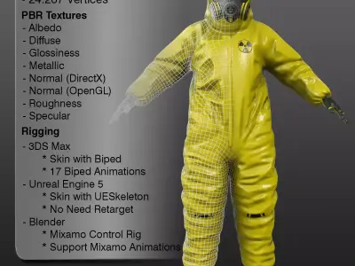 Bio Hazard Protective Suit Low-poly 3D model