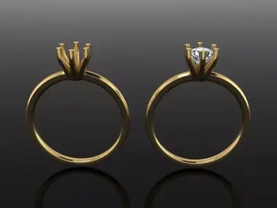 Dainty Solitaire 6 Prong Engagement Ring 5MM 3D print model
