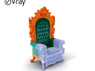 Ornate Royal Throne Chair Model Pack Low-poly 3D model