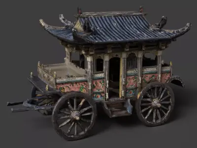 Chinese Ancient Carriage Figure  Low-poly 3D model purchase