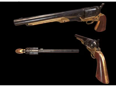PIETTA HAND GUN - Colt 44 1869  Low-poly 3D model