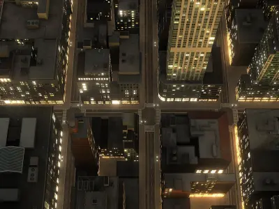 Manhattan District 01 Night Low Poly 3D model