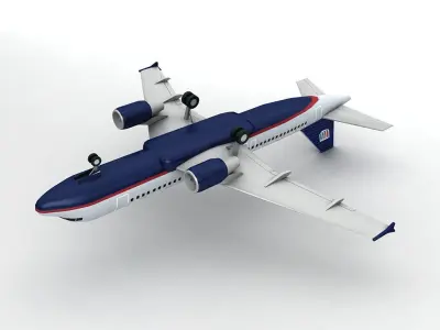 Airbus A320 Airliner - United Airlines LOW Low-poly 3D model