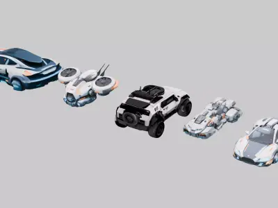 High Poly SciFi Vehicle Pack 3D Models 3D model