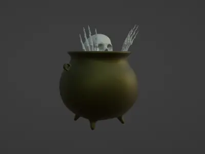 Skeleton in Cauldron 3DModel part of the Halloween package 3D model