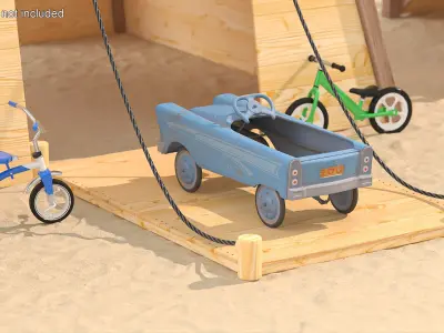 Old Vintage Pedal Car Blue 3D model