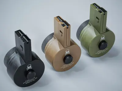 X Products X-91 50 Round Drum Magazine AR Low-poly 3D model purchase