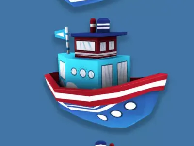 Cartoon Ships Pack Low-poly 3D model