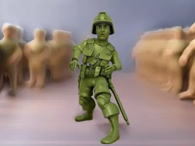 Green Soldier Action Figure model pack Low-poly 3D model