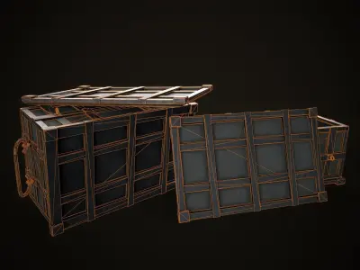Game Ready Metal Crate with Lid Low-poly 3D model